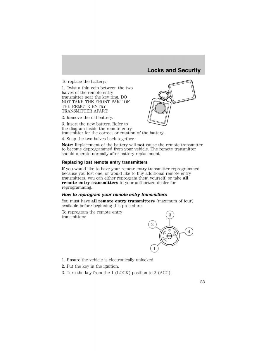 Ford Escort ZX2 owners manual / page 55