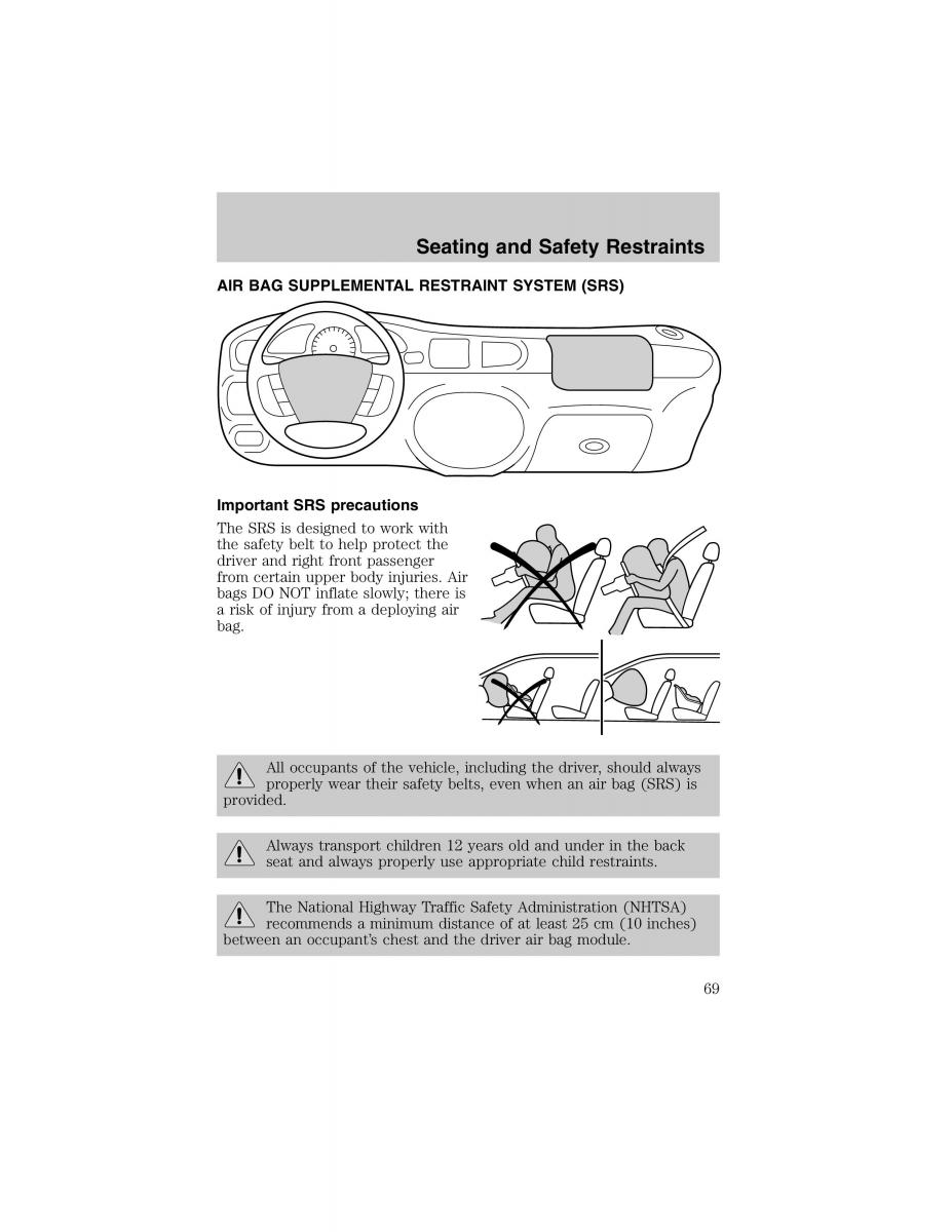 Ford Escort ZX2 owners manual / page 69