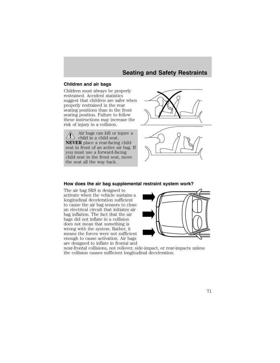 Ford Escort ZX2 owners manual / page 71