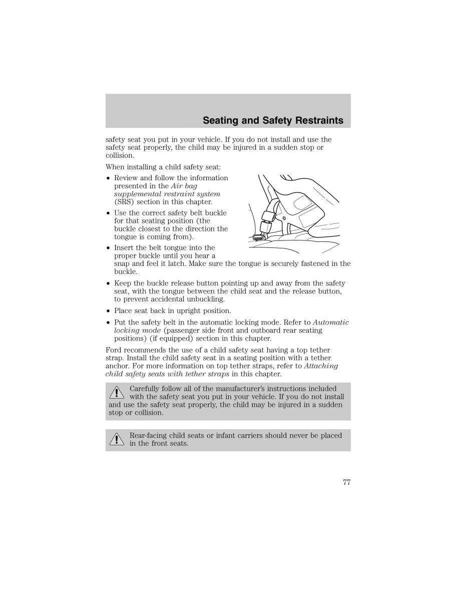 Ford Escort ZX2 owners manual / page 77