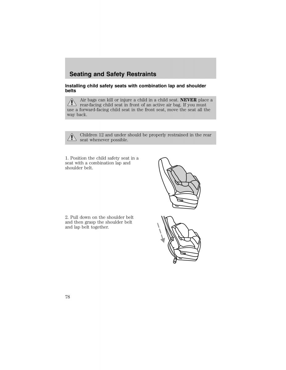 Ford Escort ZX2 owners manual / page 78