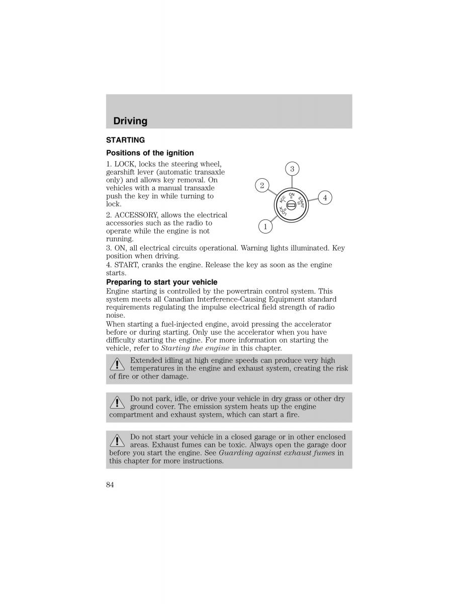 Ford Escort ZX2 owners manual / page 84