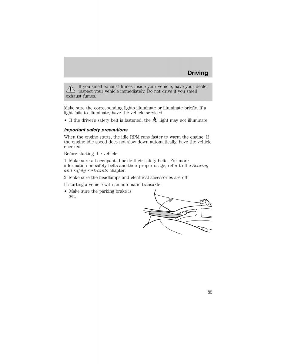 Ford Escort ZX2 owners manual / page 85