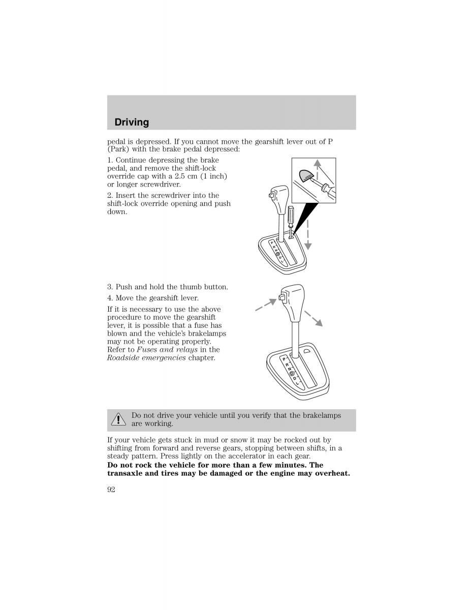 Ford Escort ZX2 owners manual / page 92