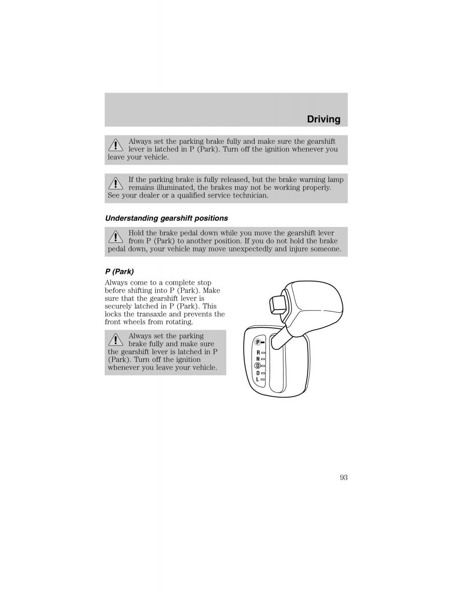 Ford Escort ZX2 owners manual / page 93