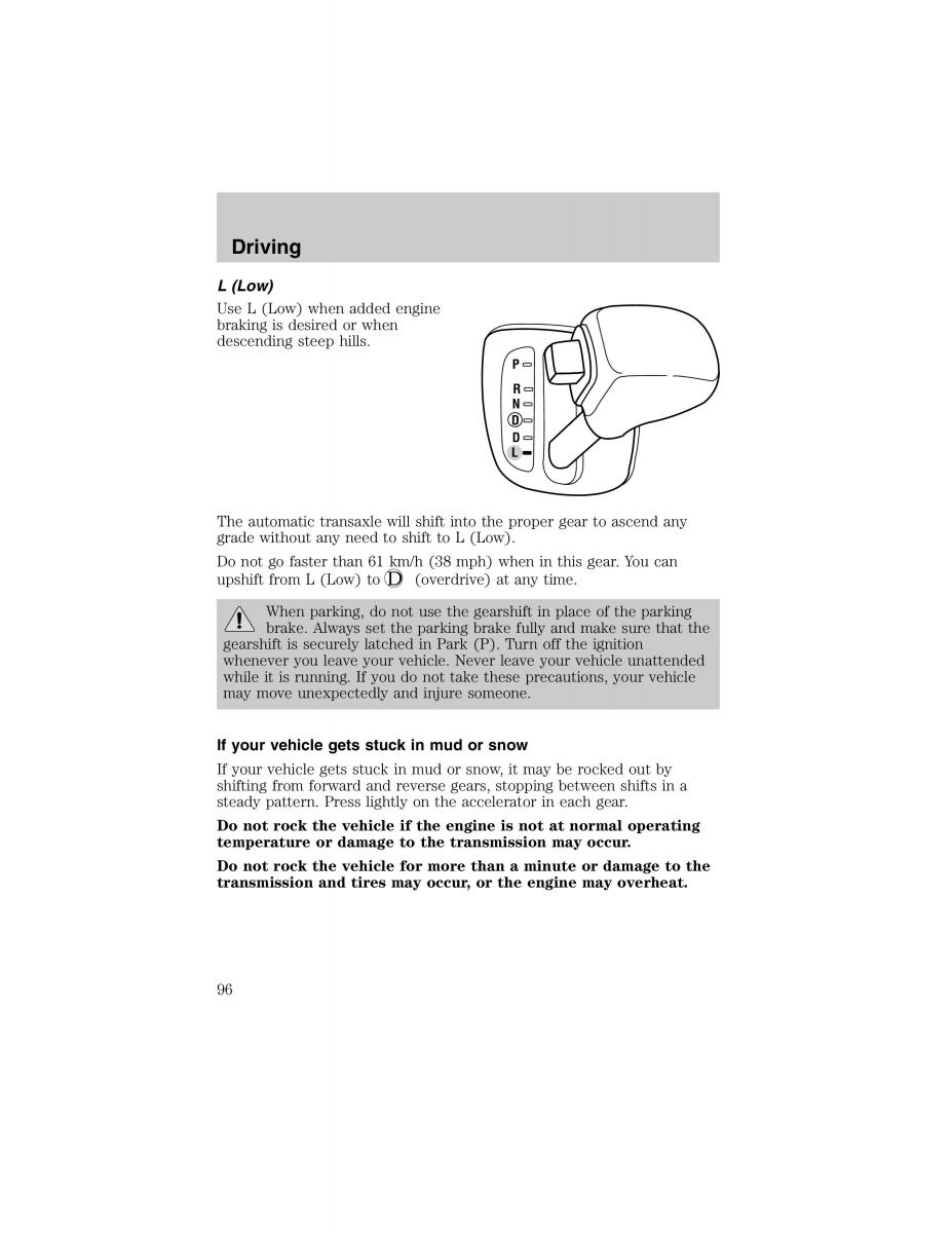 Ford Escort ZX2 owners manual / page 96