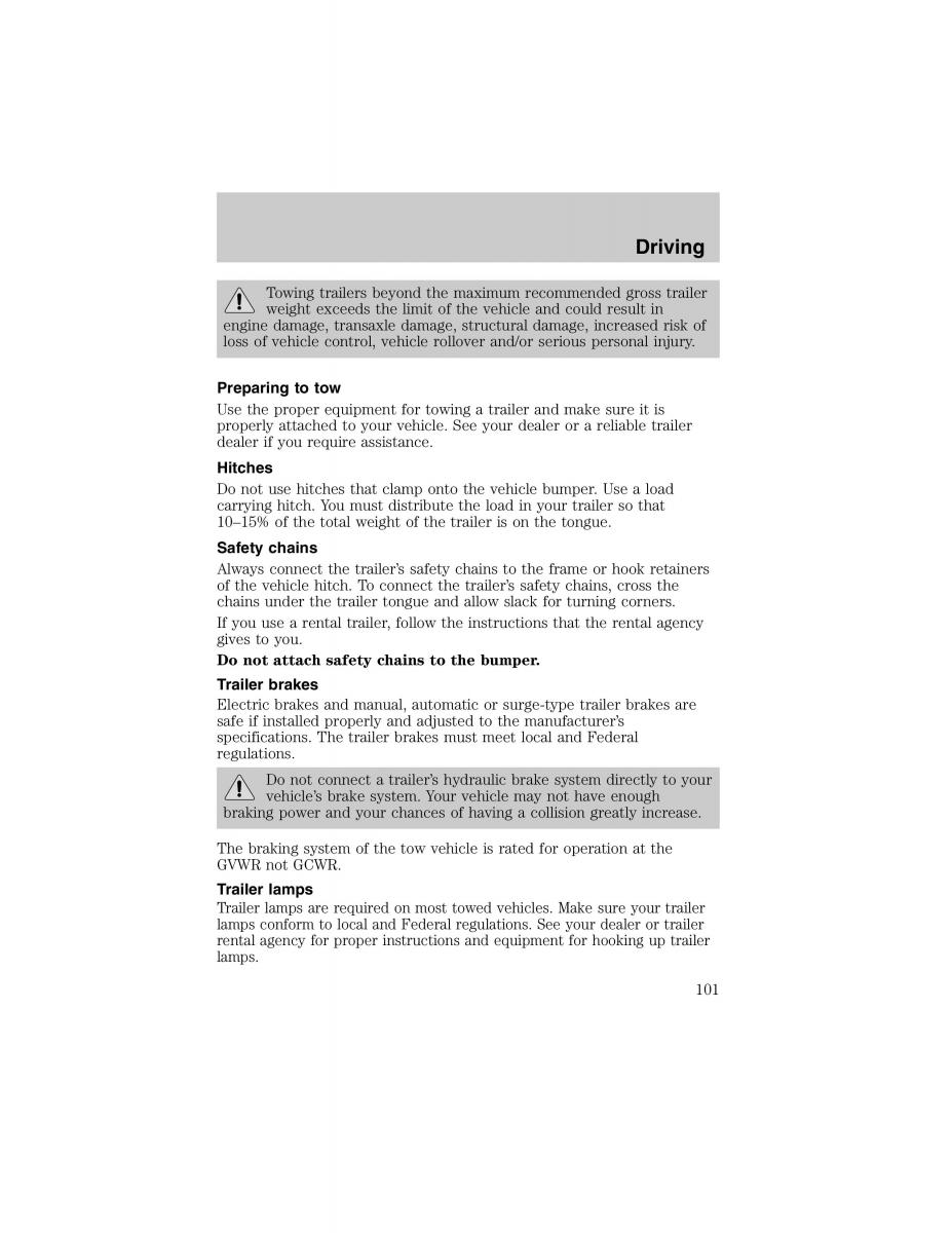 Ford Escort ZX2 owners manual / page 101