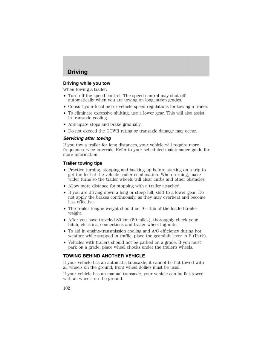 Ford Escort ZX2 owners manual / page 102