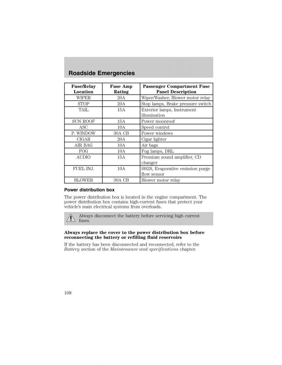 Ford Escort ZX2 owners manual / page 108