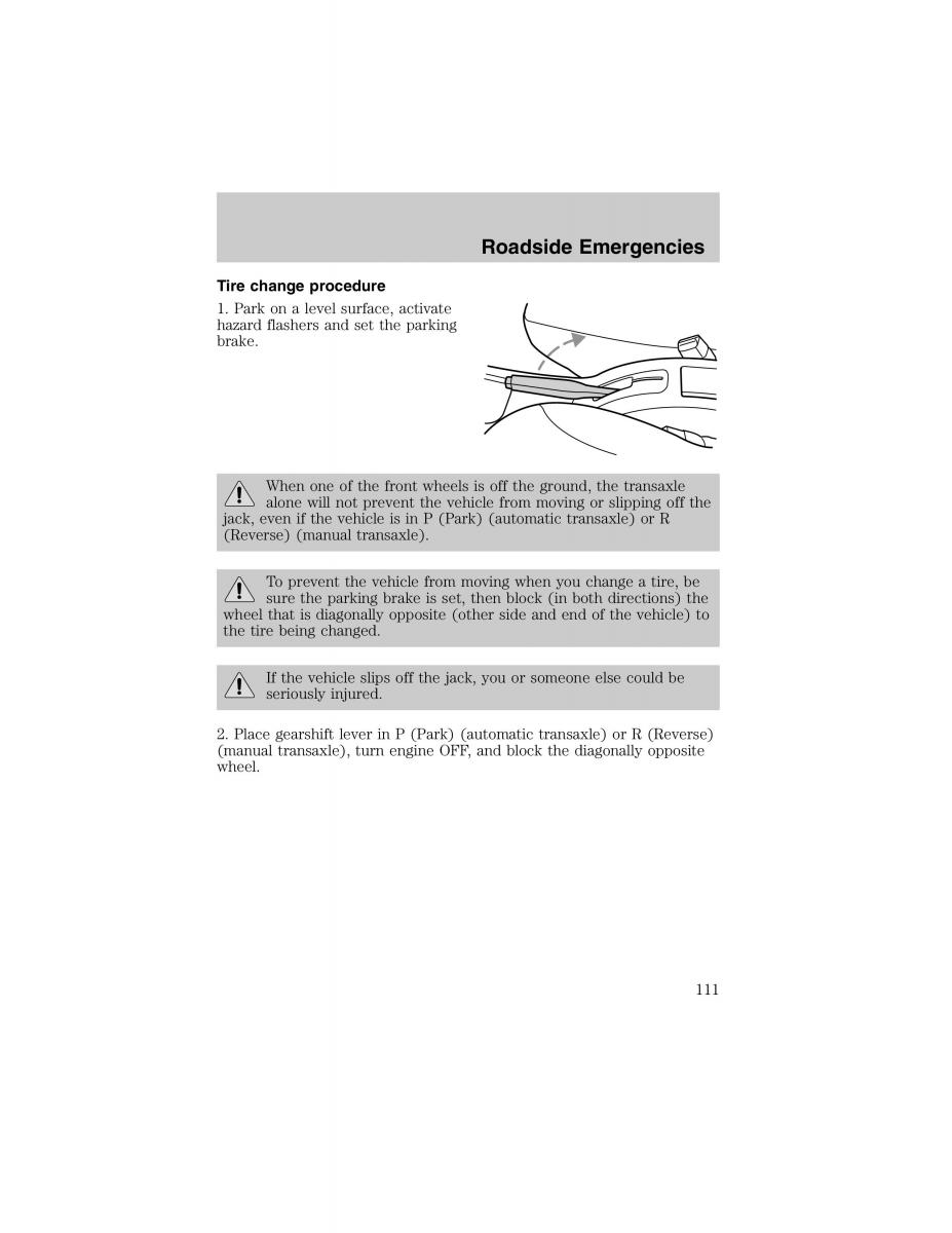 Ford Escort ZX2 owners manual / page 111