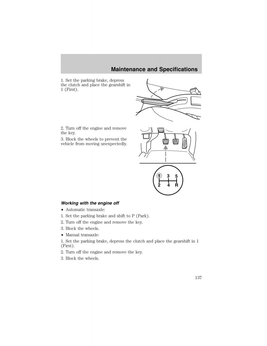 Ford Escort ZX2 owners manual / page 137