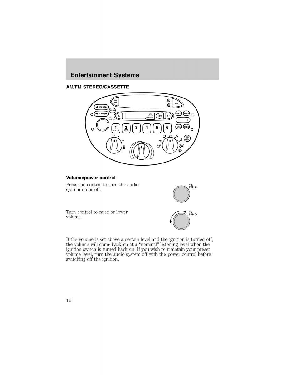 Ford Escort ZX2 owners manual / page 14