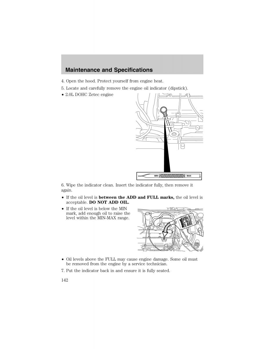 Ford Escort ZX2 owners manual / page 142