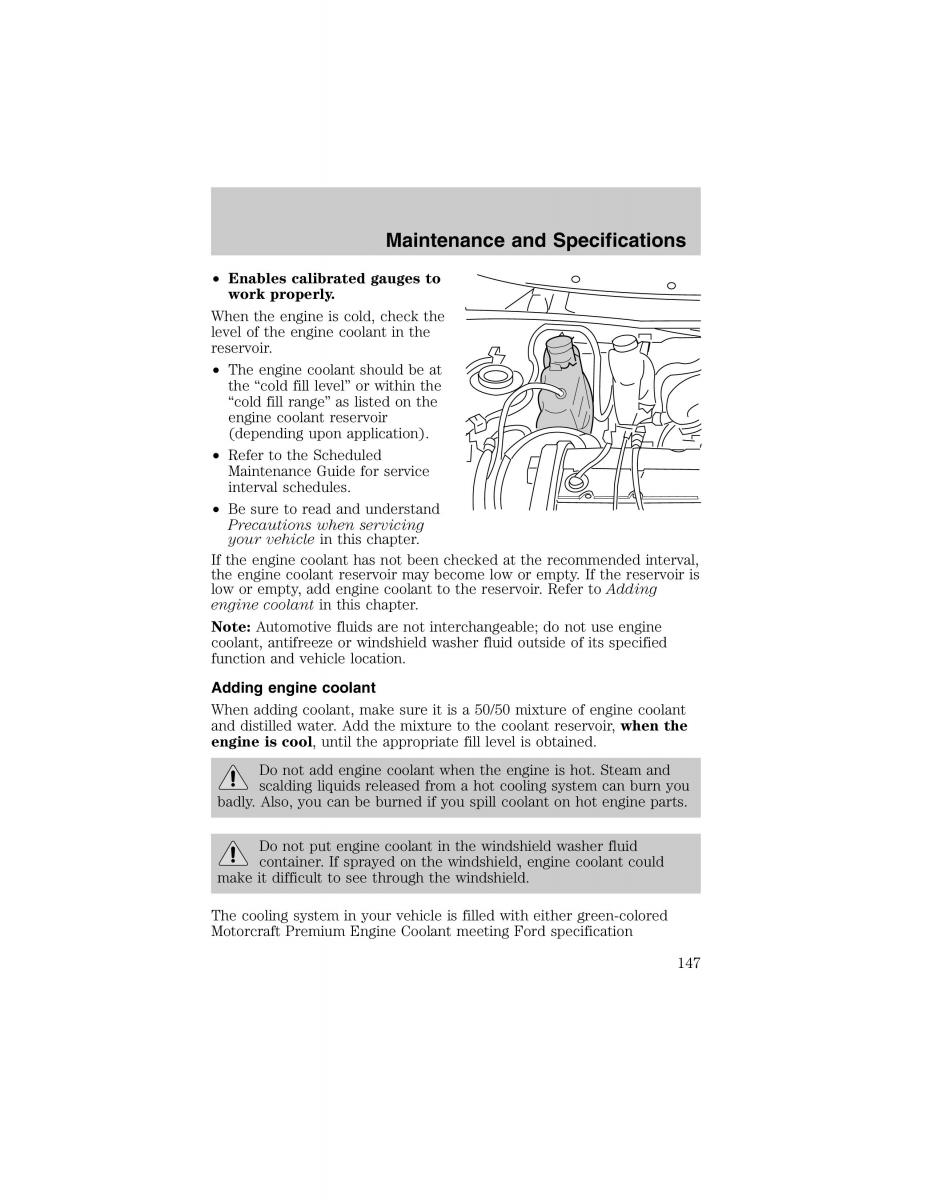 Ford Escort ZX2 owners manual / page 147