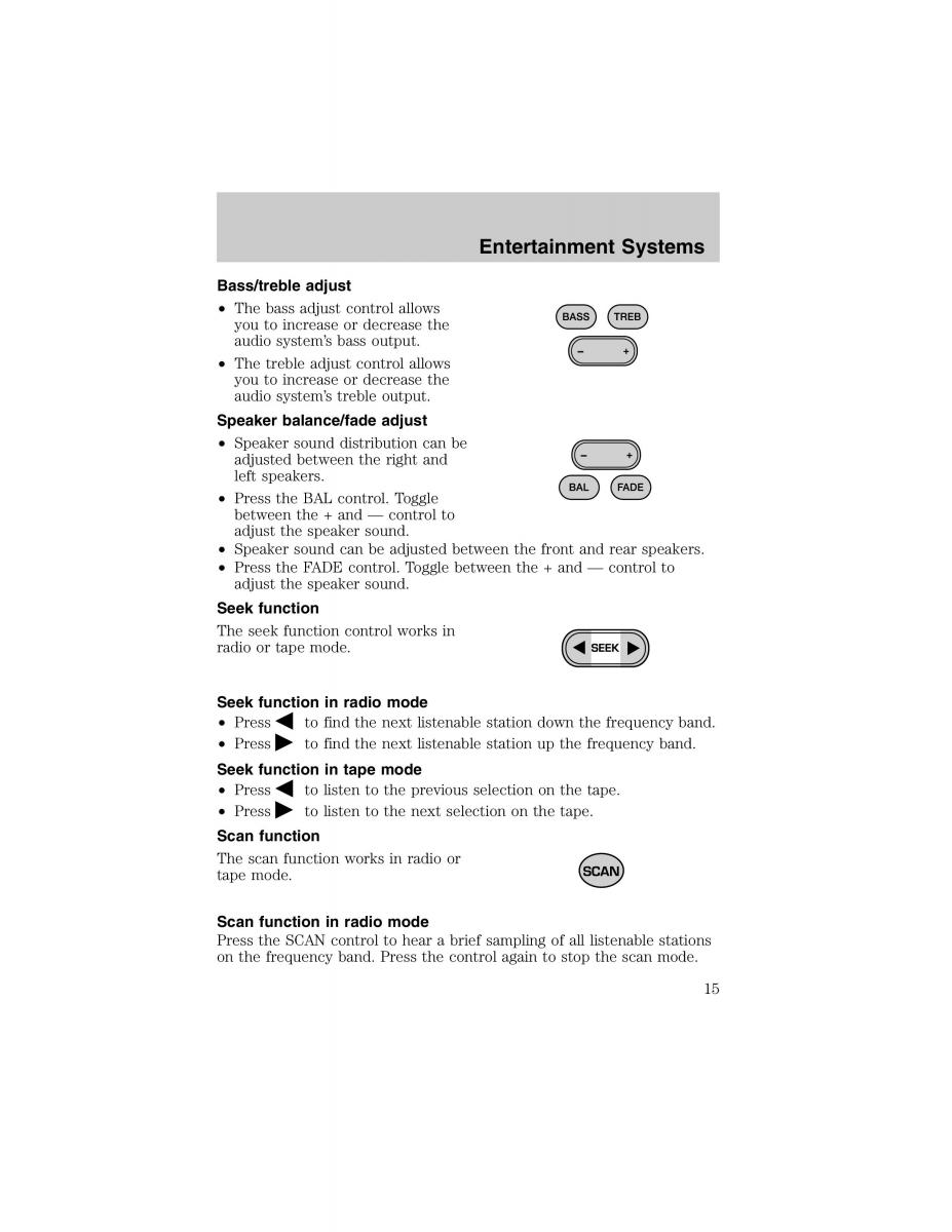 Ford Escort ZX2 owners manual / page 15