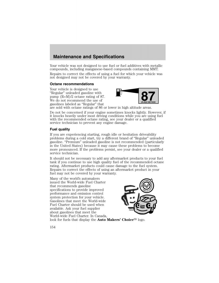 Ford Escort ZX2 owners manual / page 154