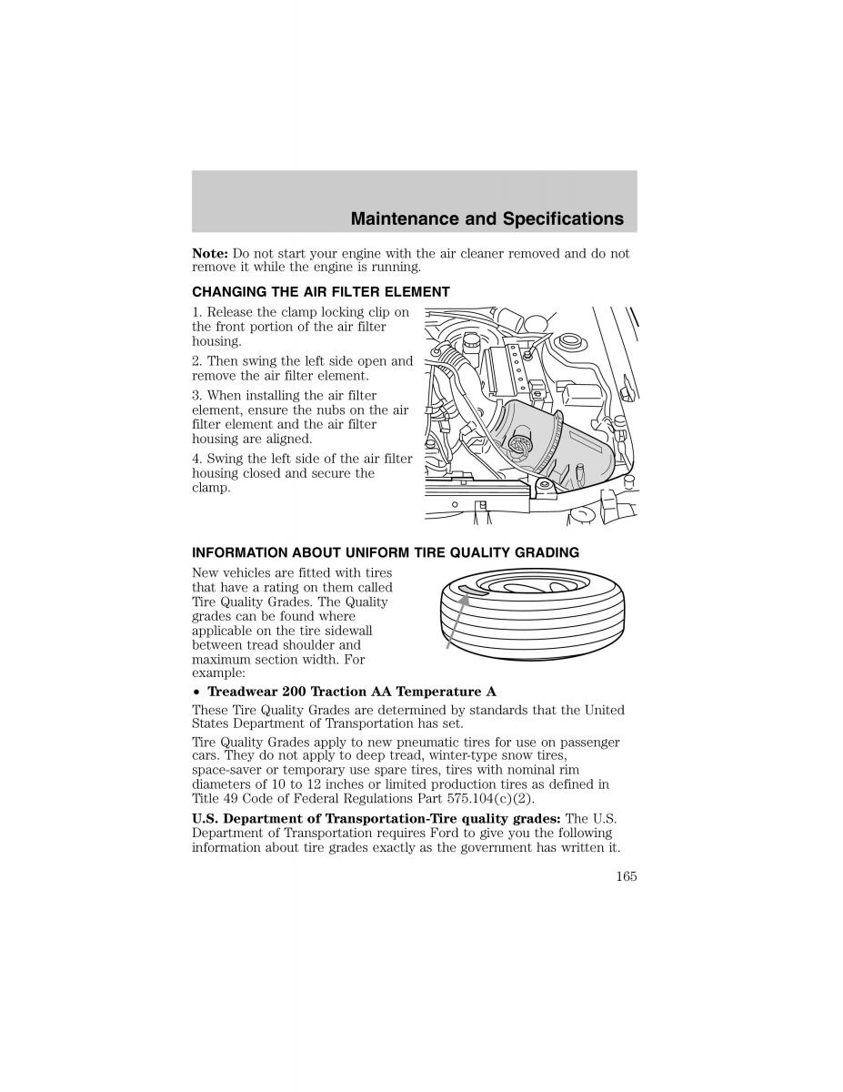 Ford Escort ZX2 owners manual / page 165