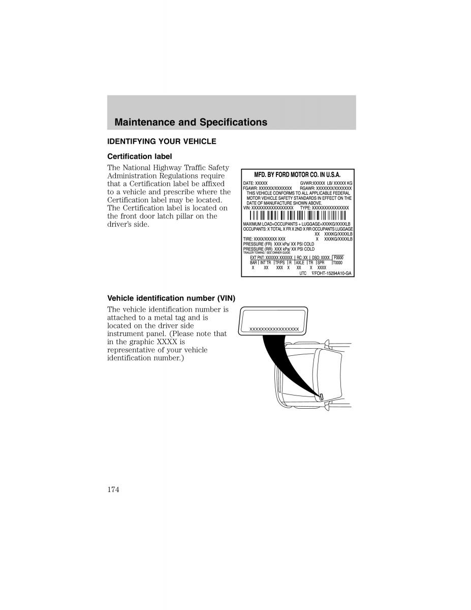 Ford Escort ZX2 owners manual / page 174