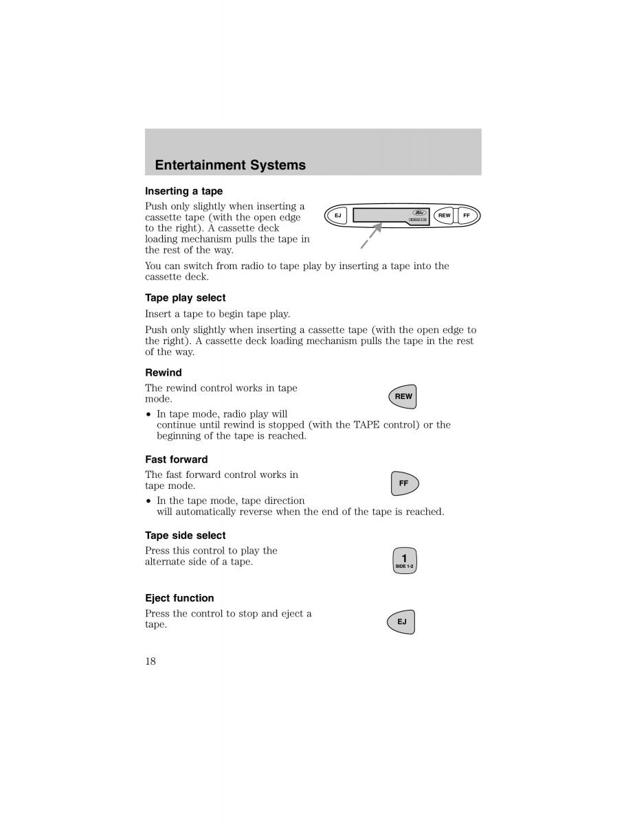 Ford Escort ZX2 owners manual / page 18