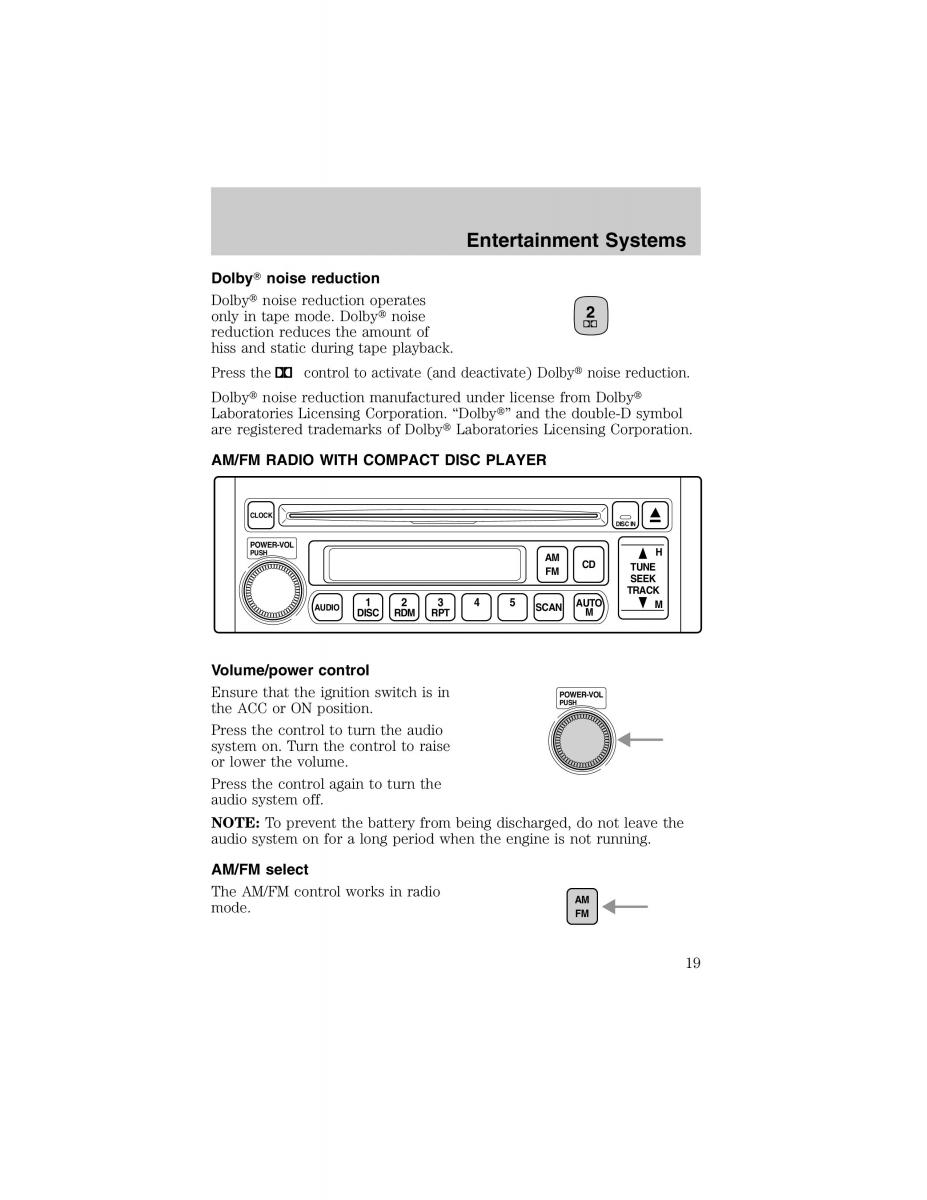 Ford Escort ZX2 owners manual / page 19