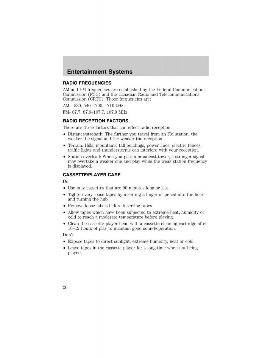 Ford Escort ZX2 owners manual / page 26