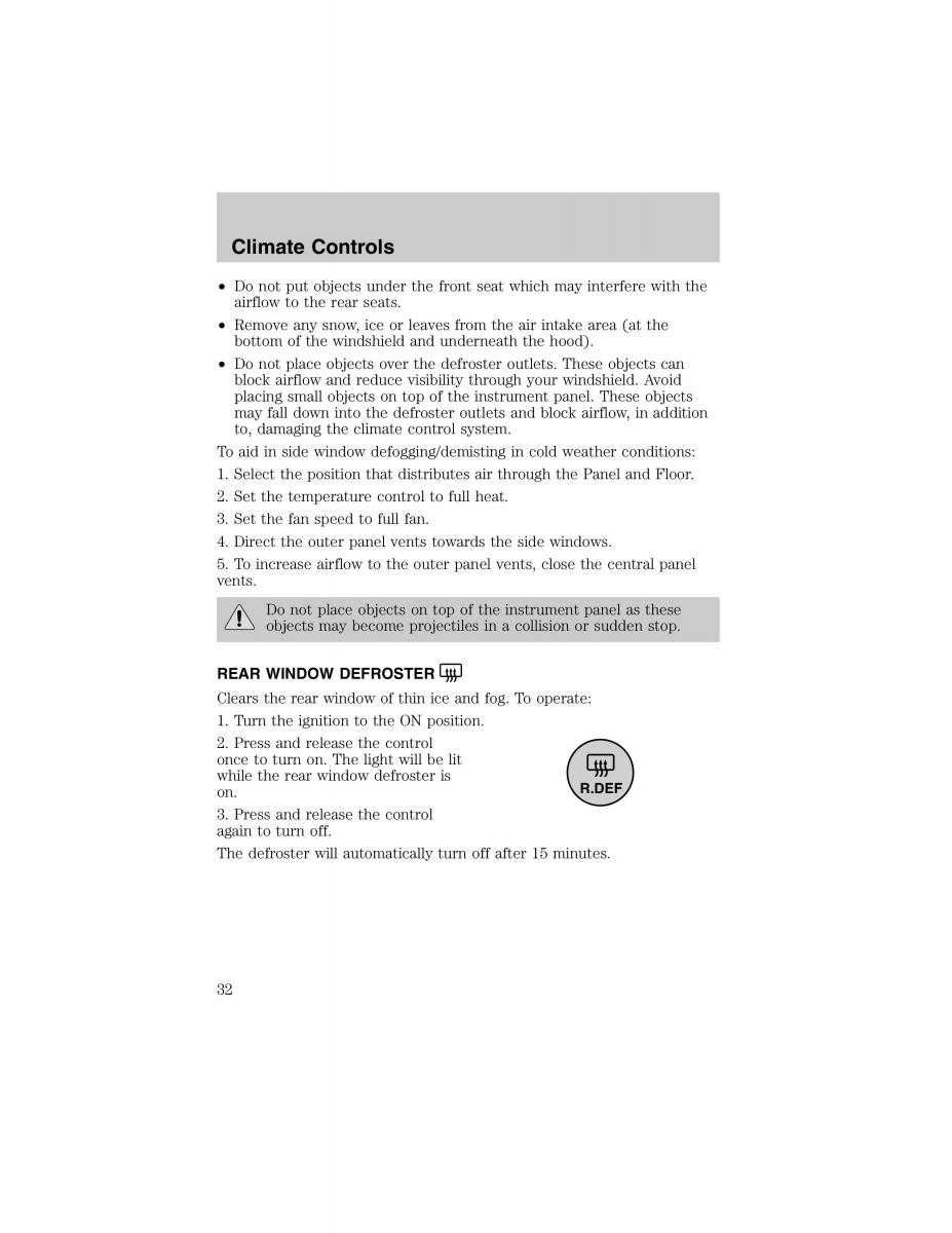 Ford Escort ZX2 owners manual / page 32