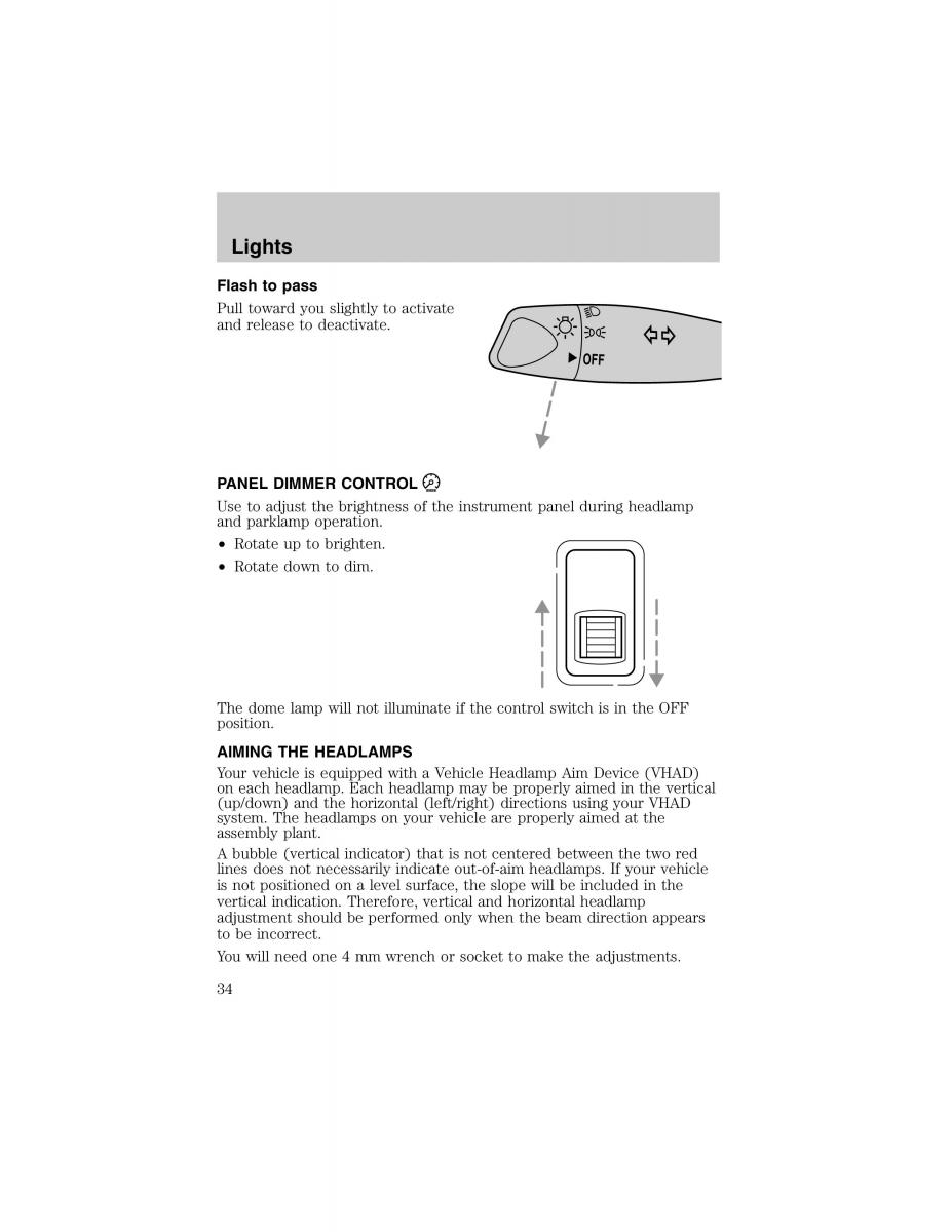 Ford Escort ZX2 owners manual / page 34