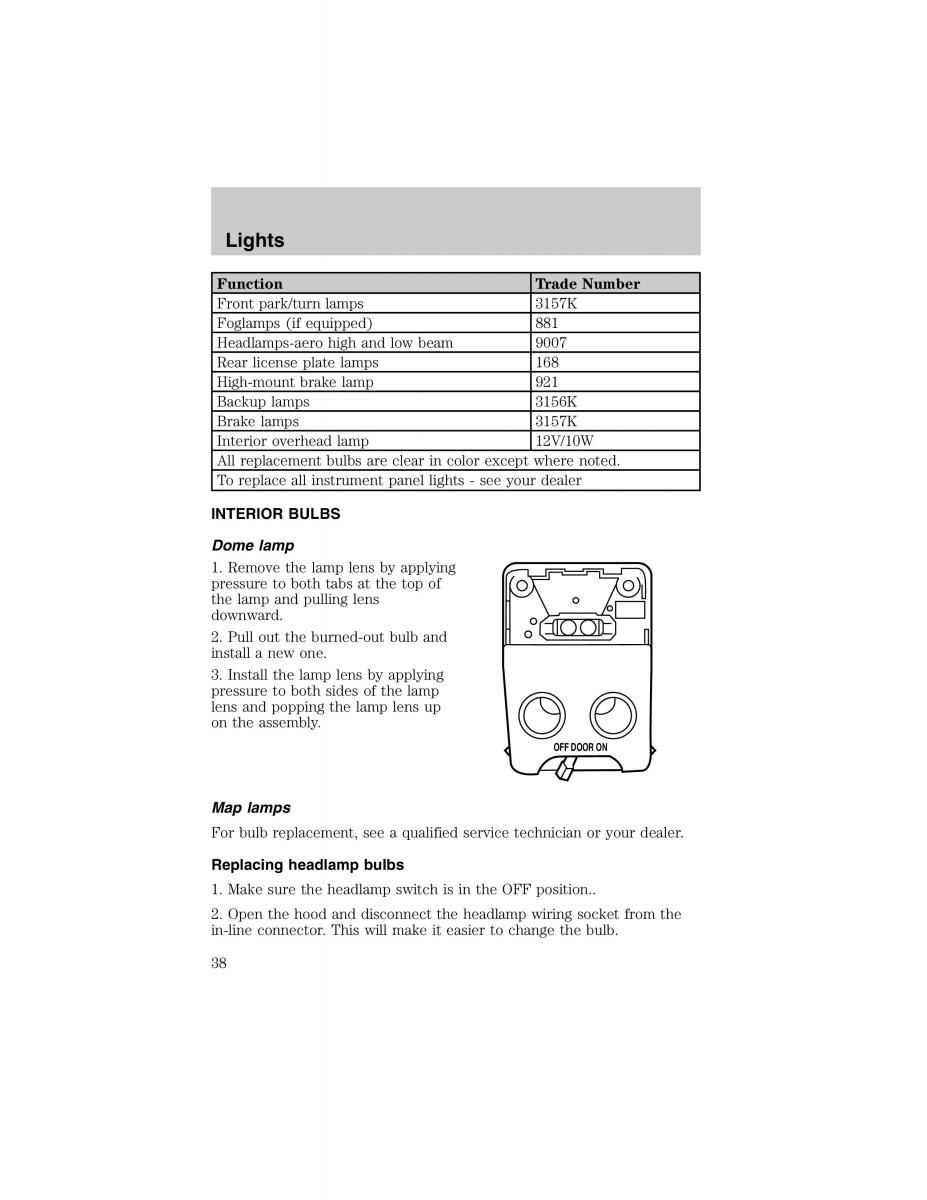 Ford Escort ZX2 owners manual / page 38