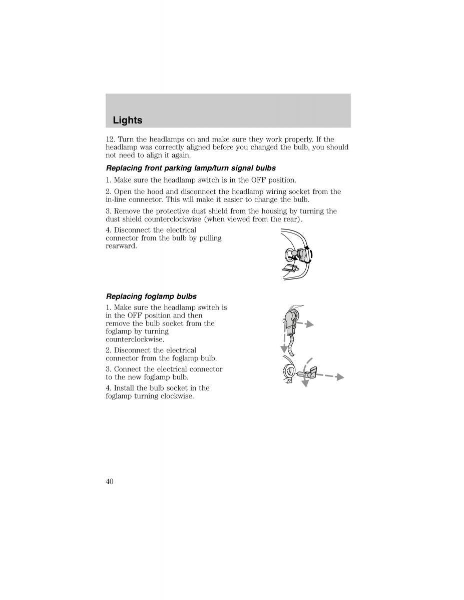 Ford Escort ZX2 owners manual / page 40