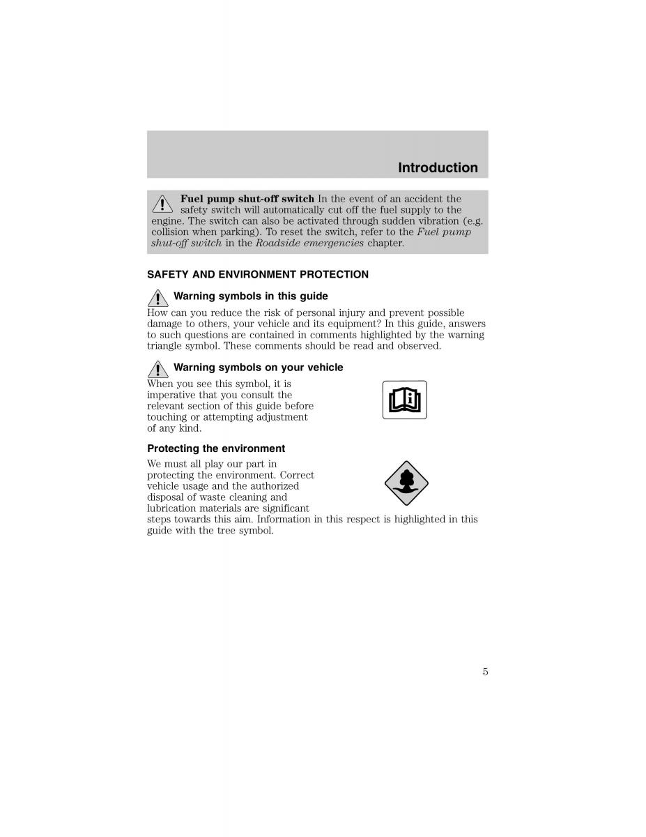 Ford Escort ZX2 owners manual / page 5