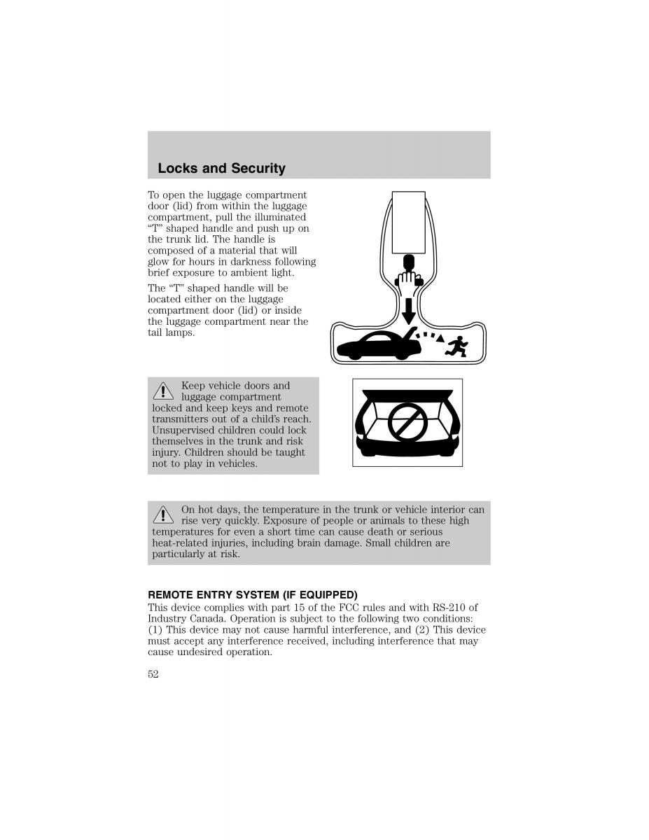 Ford Escort ZX2 owners manual / page 52