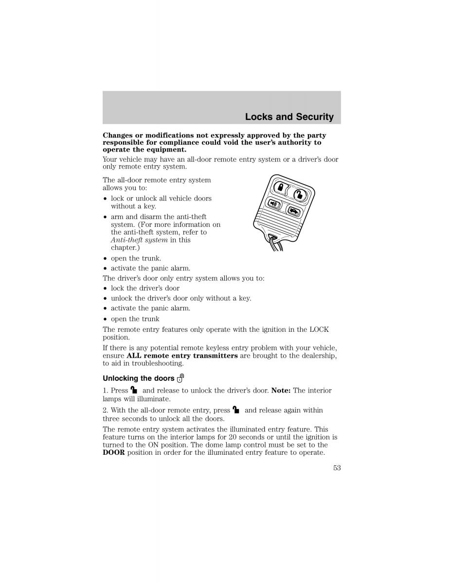 Ford Escort ZX2 owners manual / page 53