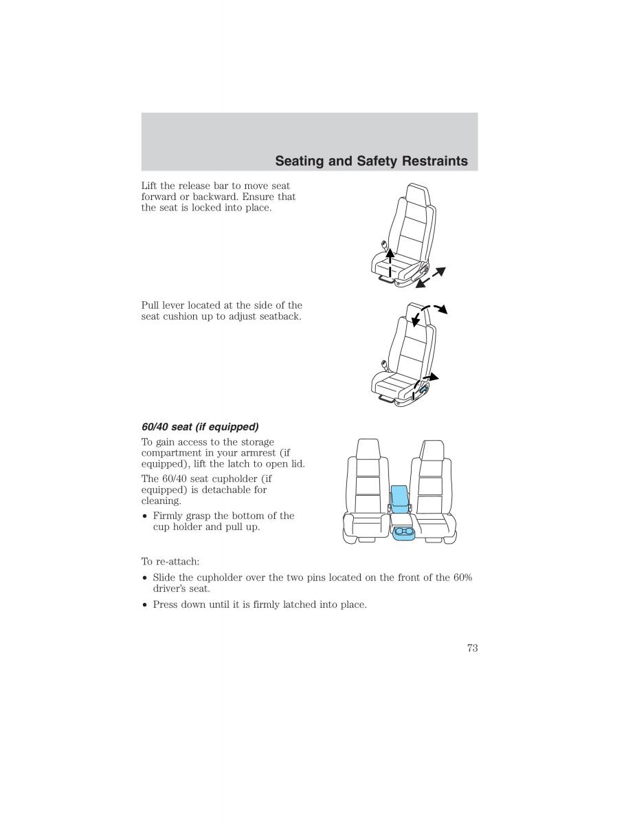 manual  Ford Ranger Mazda B Series owners manual / page 73