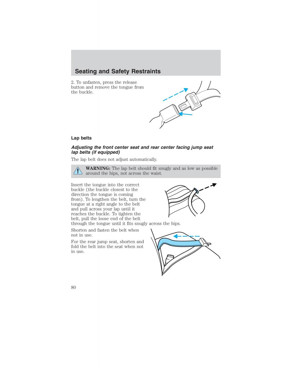 manual  Ford Ranger Mazda B Series owners manual / page 80