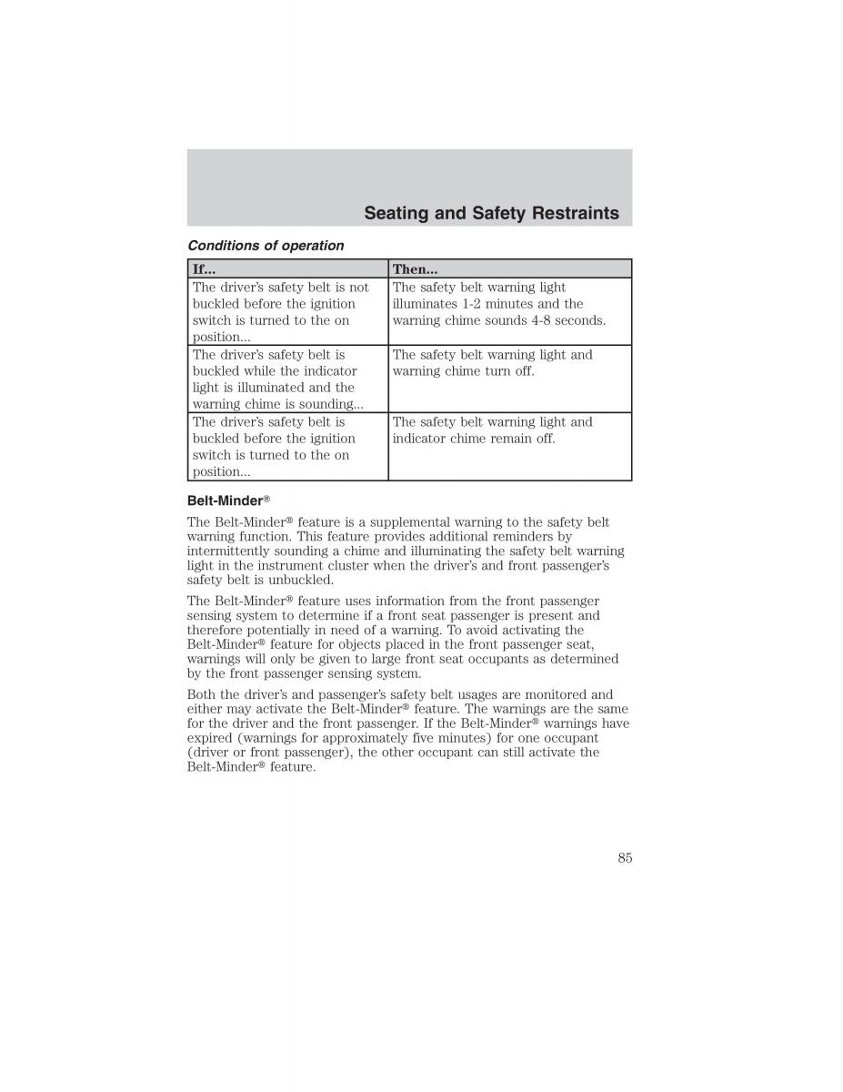 manual  Ford Ranger Mazda B Series owners manual / page 85