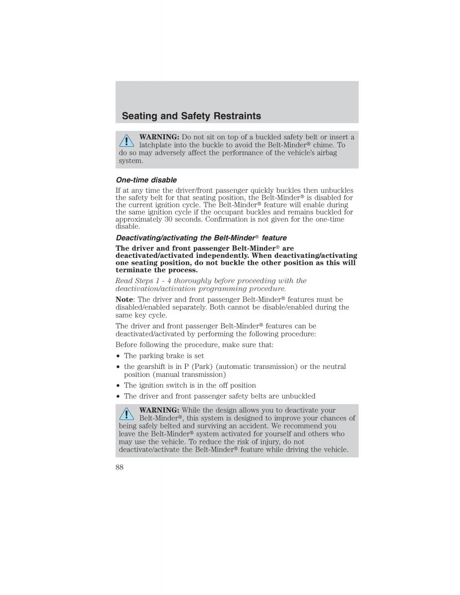 manual  Ford Ranger Mazda B Series owners manual / page 88