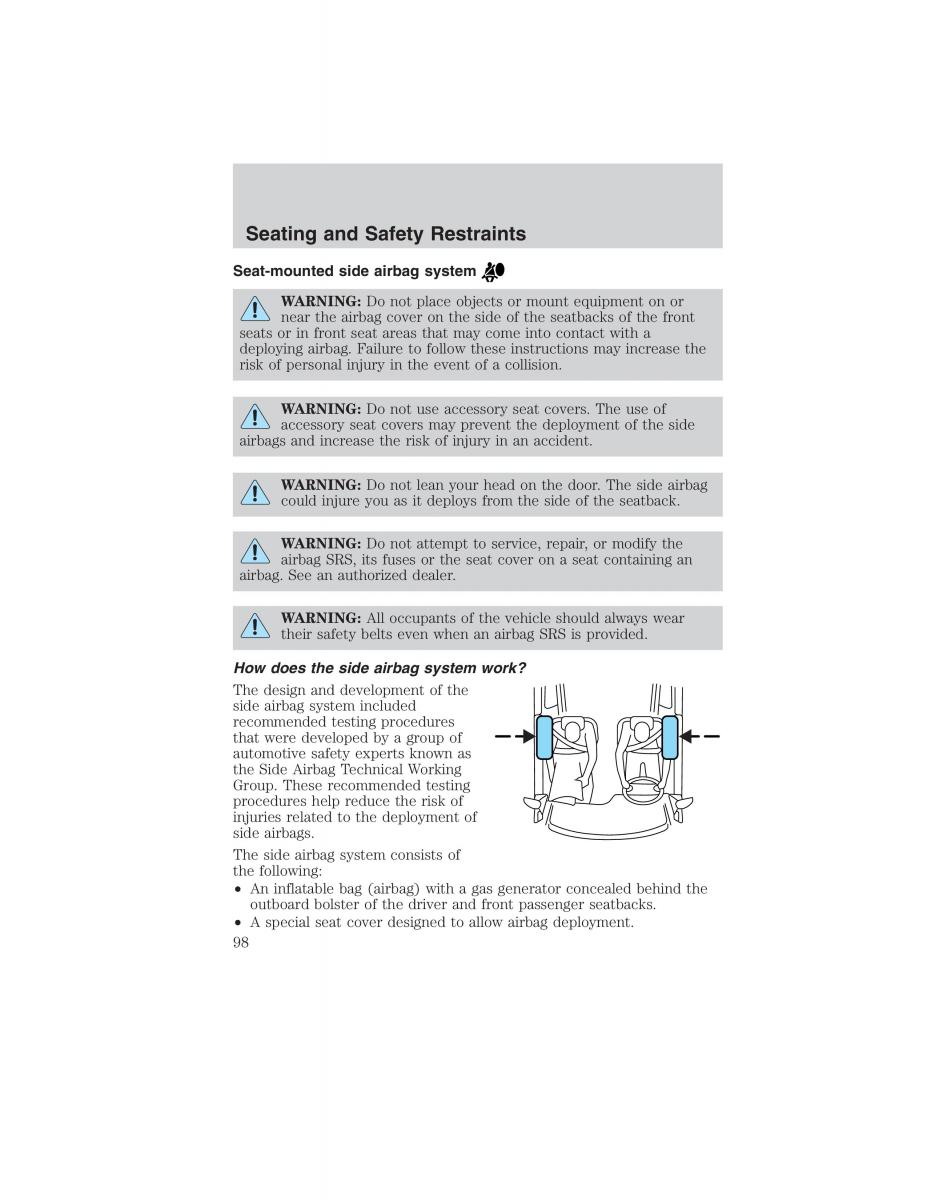 manual  Ford Ranger Mazda B Series owners manual / page 98