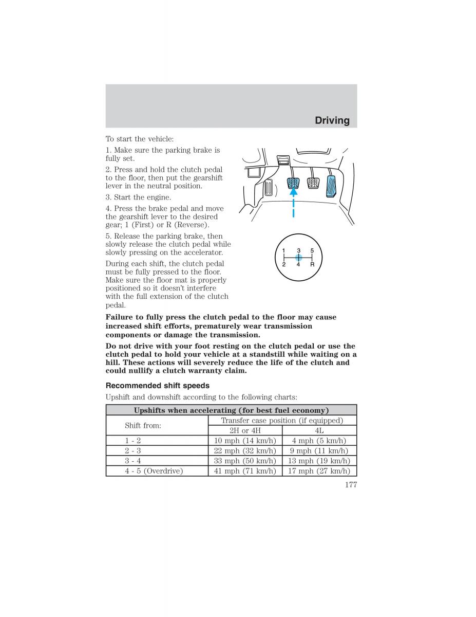 manual  Ford Ranger Mazda B Series owners manual / page 177