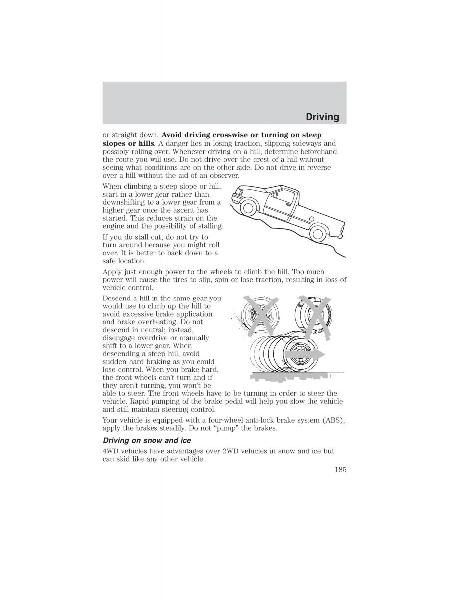 manual  Ford Ranger Mazda B Series owners manual / page 185