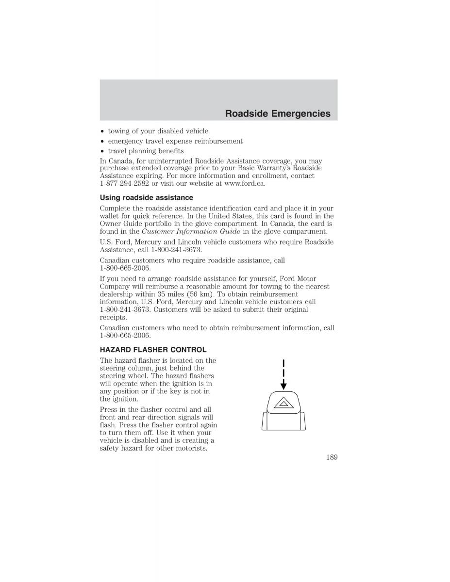 manual  Ford Ranger Mazda B Series owners manual / page 189