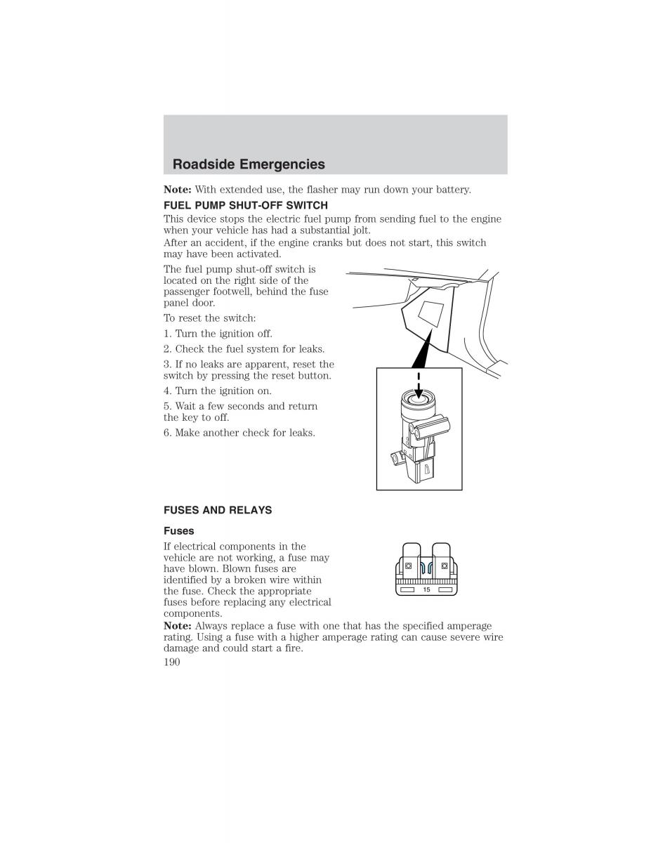 manual  Ford Ranger Mazda B Series owners manual / page 190