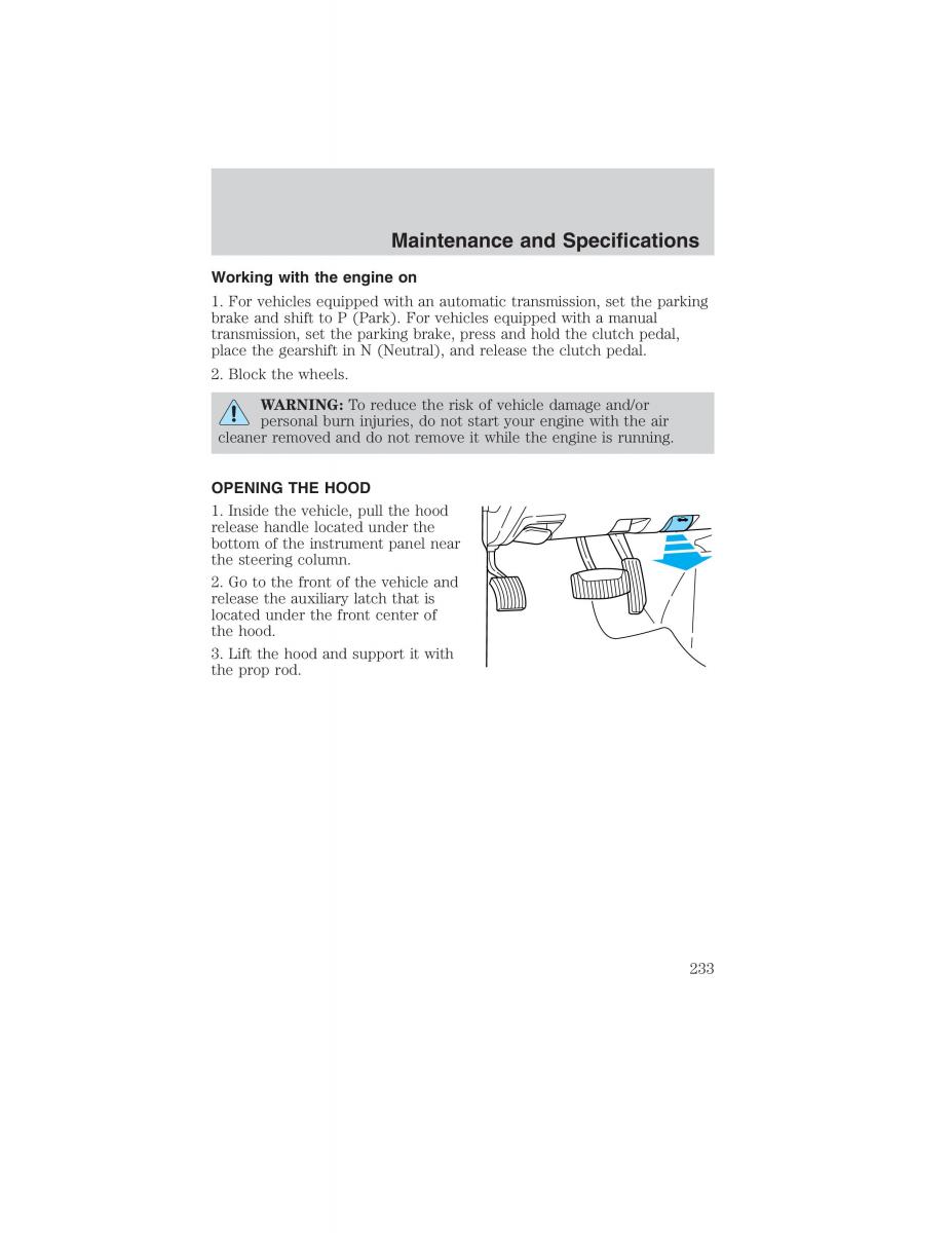 manual  Ford Ranger Mazda B Series owners manual / page 233