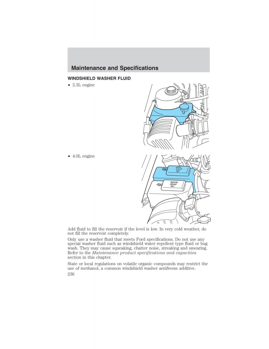 manual  Ford Ranger Mazda B Series owners manual / page 236