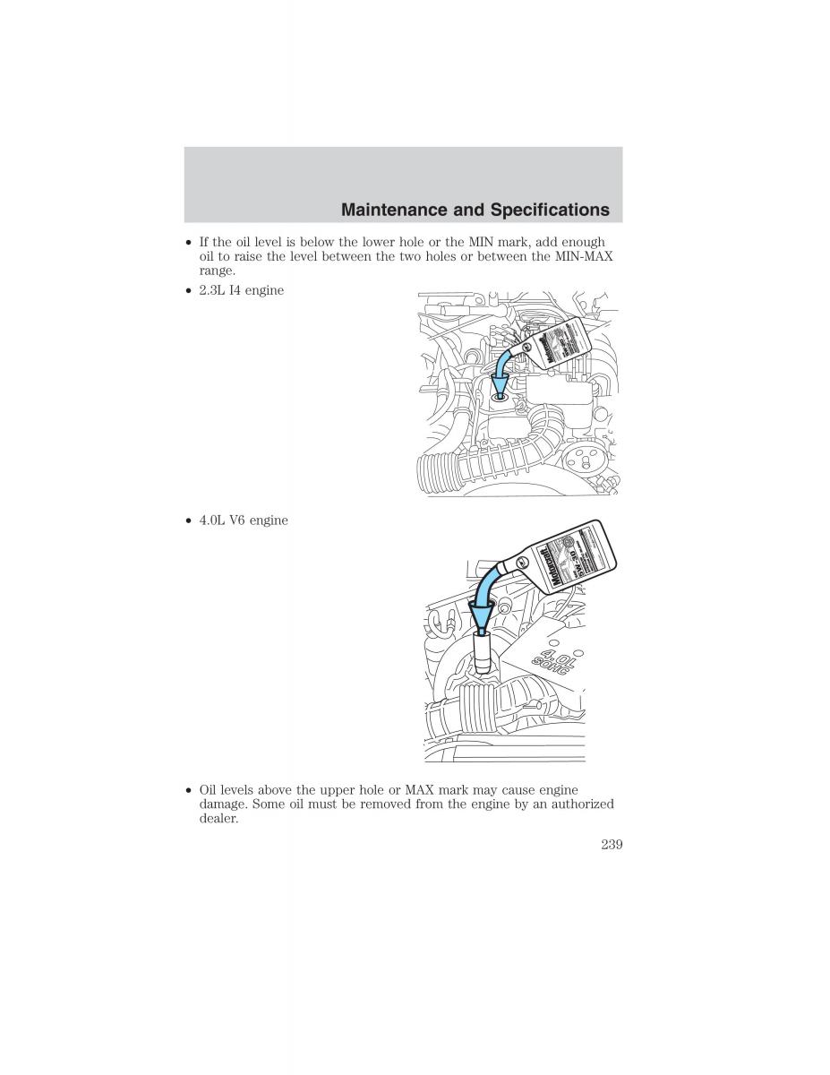 manual  Ford Ranger Mazda B Series owners manual / page 239