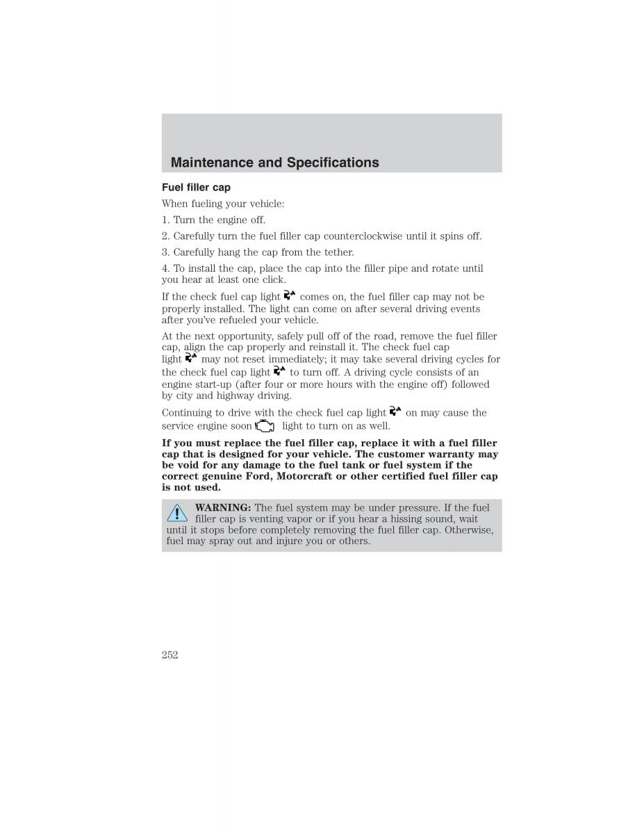 manual  Ford Ranger Mazda B Series owners manual / page 252