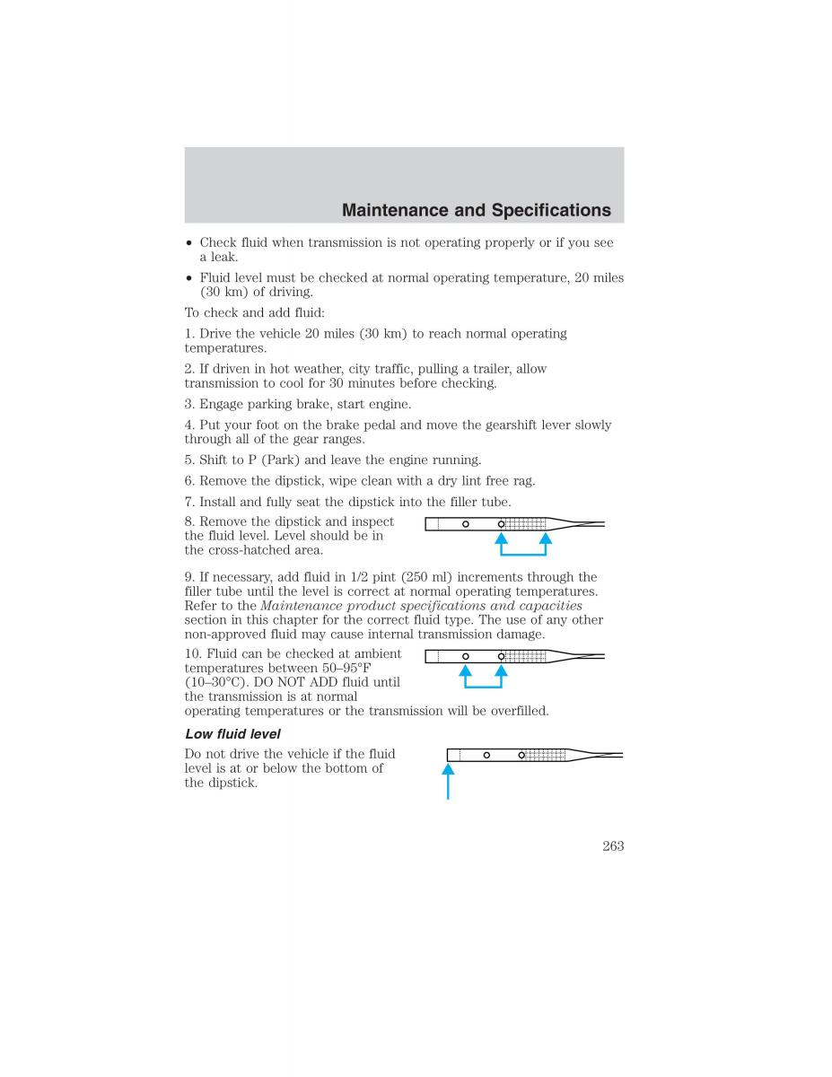 manual  Ford Ranger Mazda B Series owners manual / page 263