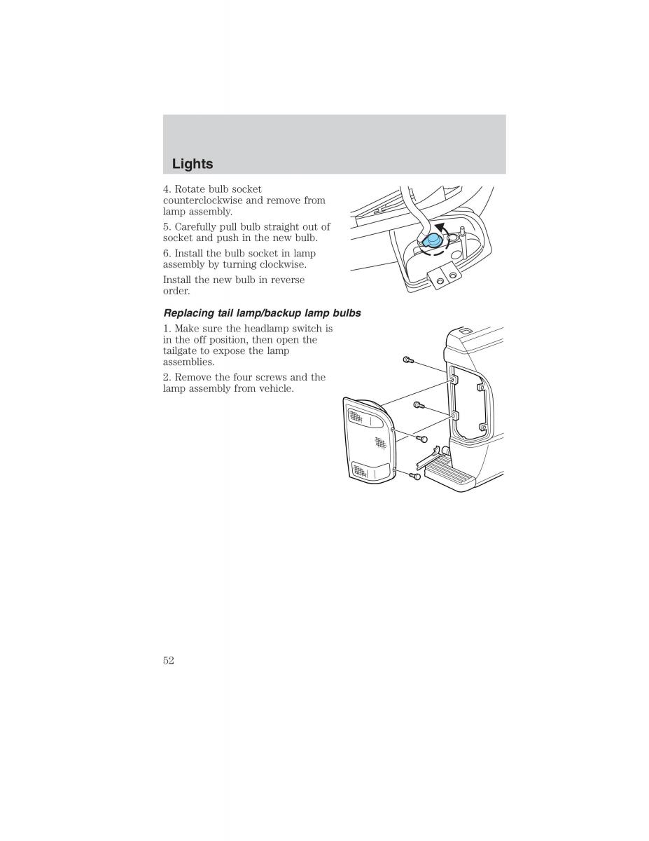 manual  Ford Ranger Mazda B Series owners manual / page 52