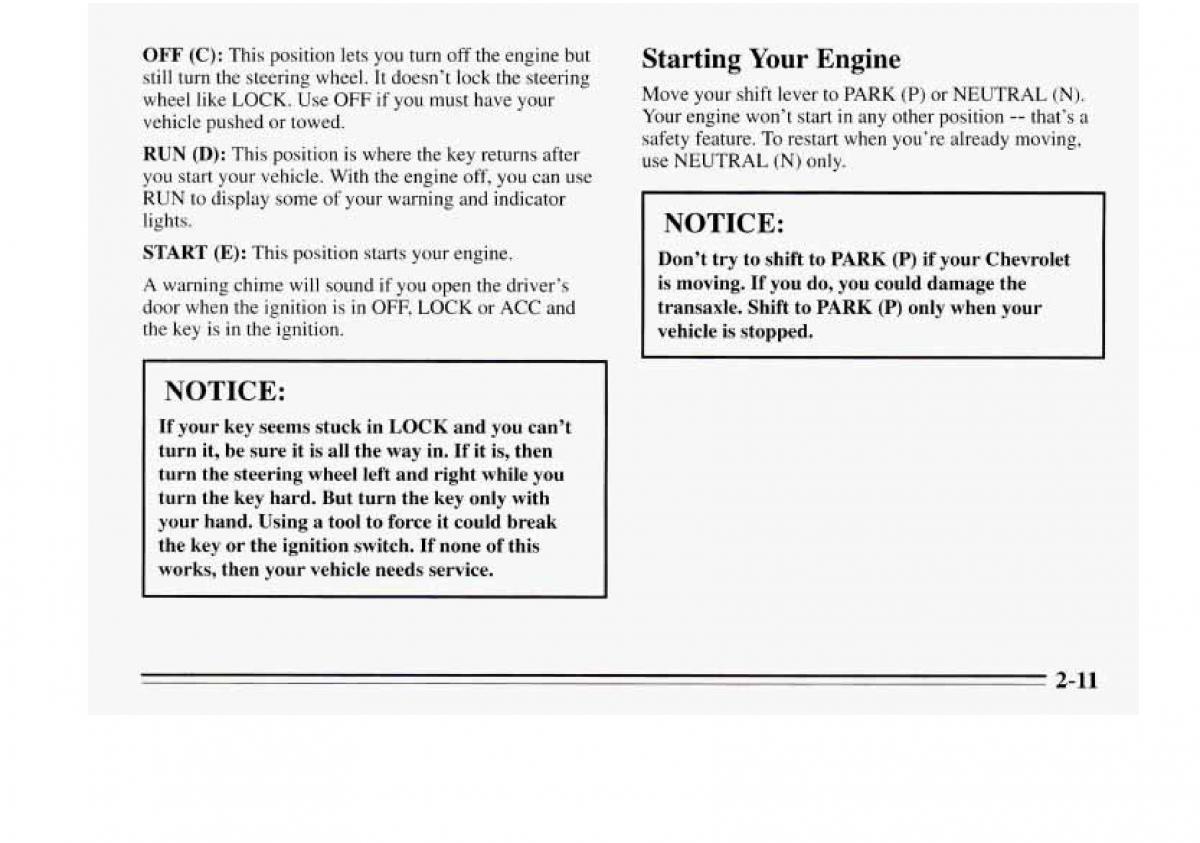 Chevrolet Monte Carlo V 5 owners manual / page 67