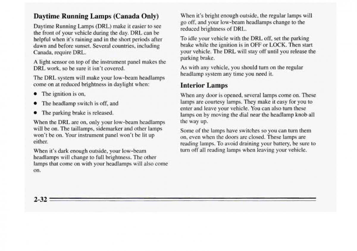 Chevrolet Monte Carlo V 5 owners manual / page 88