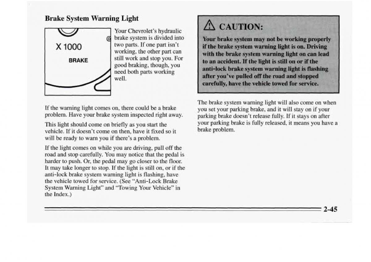 Chevrolet Monte Carlo V 5 owners manual / page 101